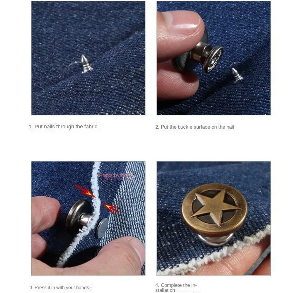 5 Pcs Detachable Metal Buttons for Jeans No-Sewing Replacement Jeans Buttons Pants Pins Waist Adjust Nail-Free Button DIY