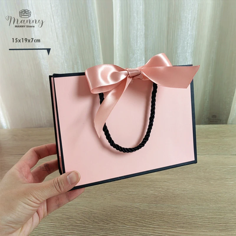 Hübsche rosa Kraft-Geschenktüte, goldene Geschenkbox für Pyjamas, Kleidung, Bücher, Verpackung, Goldgriff, Papierbox, Taschen, Kraftpapier-Geschenktüte – Detail 6