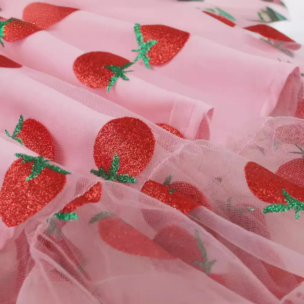 فستان “سكر الفراولة” ميدي بربطات كتف