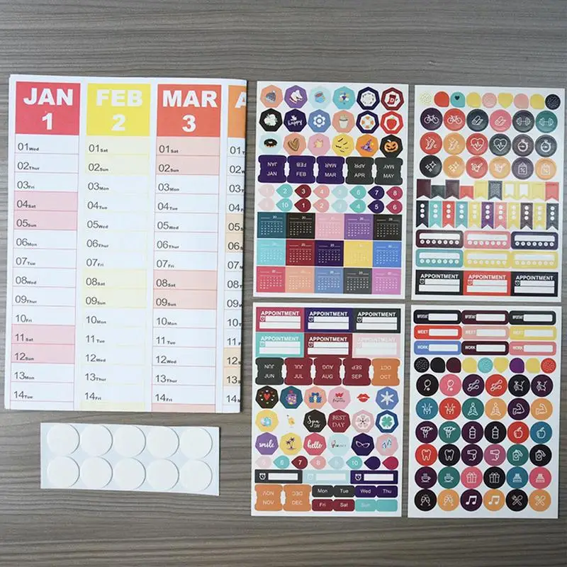 2025 Colorful Large Wall Calendar with Stickers