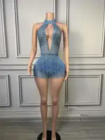 Rhinestones Tassels Bodysuit for Women Singer Dancer Performance Dance Costume Dance Troupe Show Wear Nightclub Outfit Shengxia 5