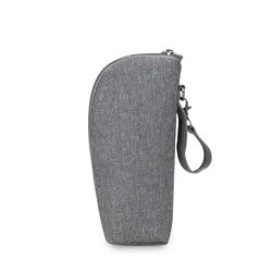Portable Baby Bottle Warmer Bag with Insulated Lining (Grey)