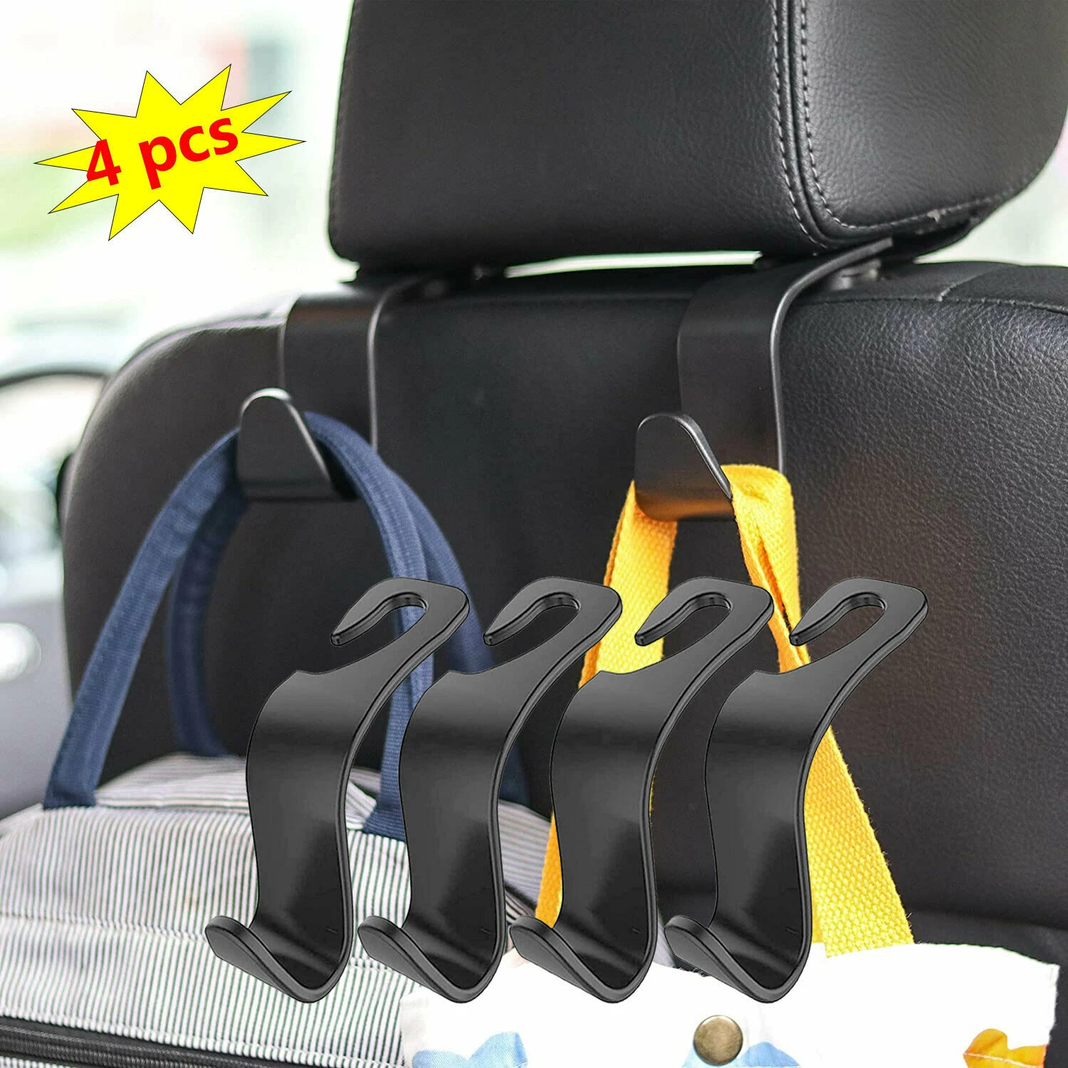 1/2/4 Pcs Hooks For Bags Car Clips Front Seat Headrest Organizer Holder