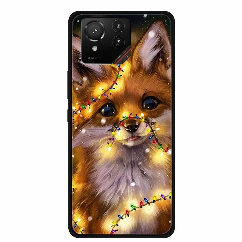 Cartoon Printed Soft Black Silicone Phone Case