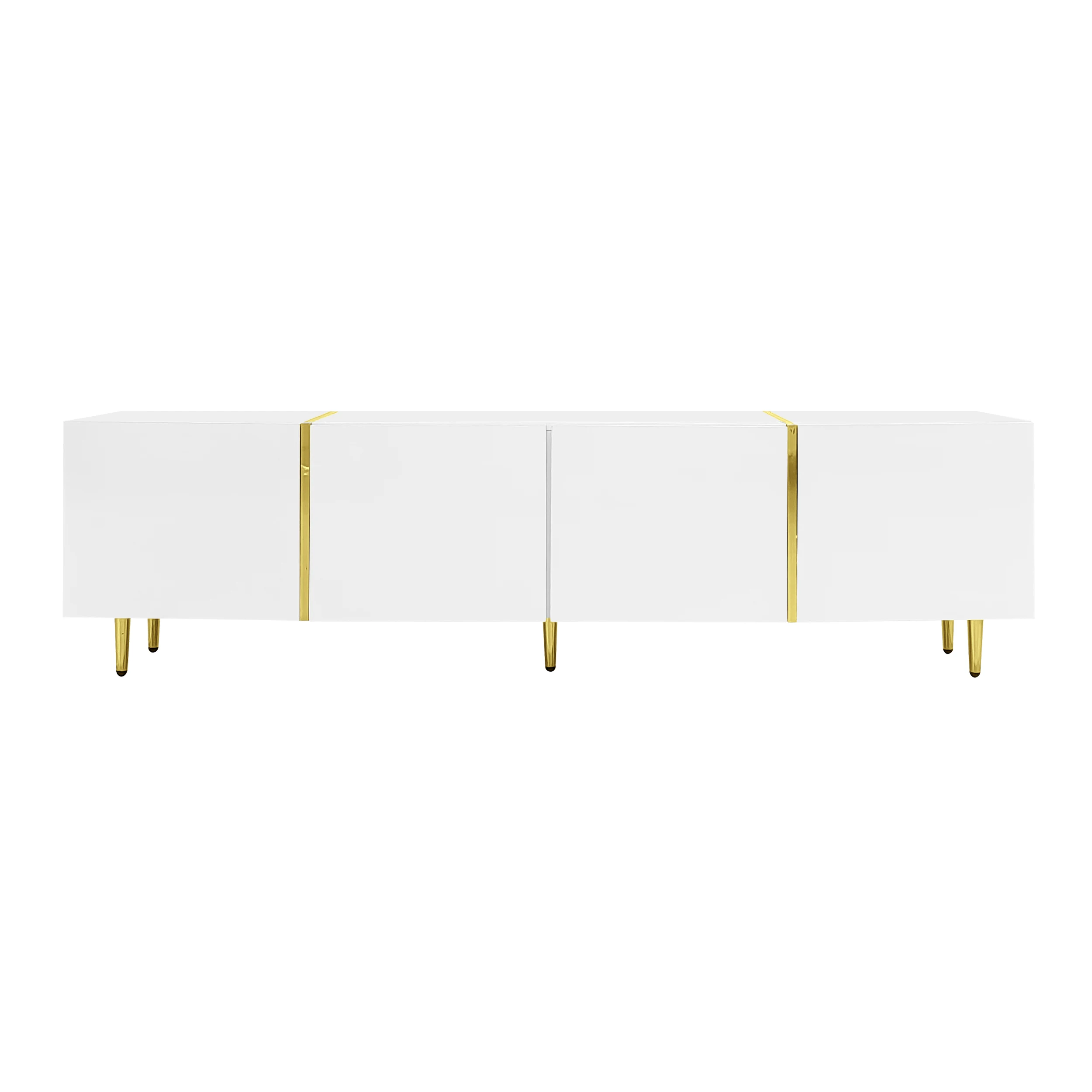 PINGGO Hochglanz-TV-Schrank 170x35x46cm mit vier Türen, modern und elegant in weißer Farbe – Detail 12