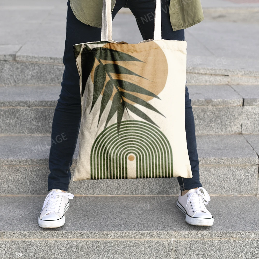 Canvas shoulder bag organization storage Handbags cosmetics travel Women's bag Shopping Fabric pouch nordic boho grocerie 3