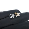 1/5pcs Implant Grade Titanium Labret Piercing Internally Threaded Flat Back Stud Earring with CZ Paved Cross Top Body Jewelry 5