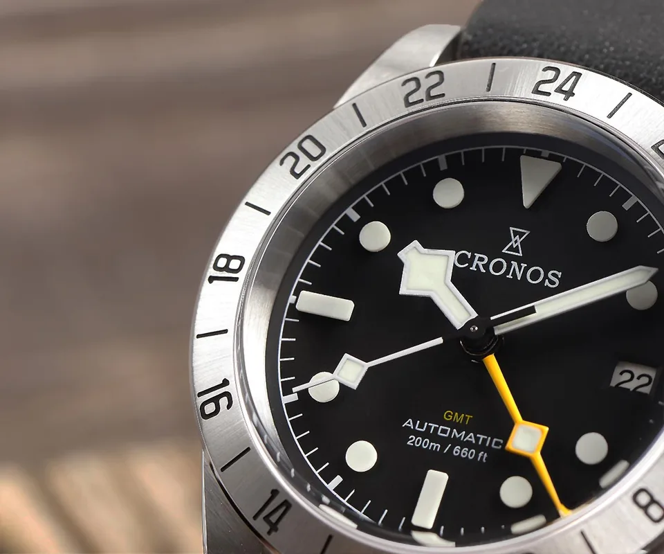 Cronos Vintage GMT 39mm NH34 Automatic Men Watch Mechanical