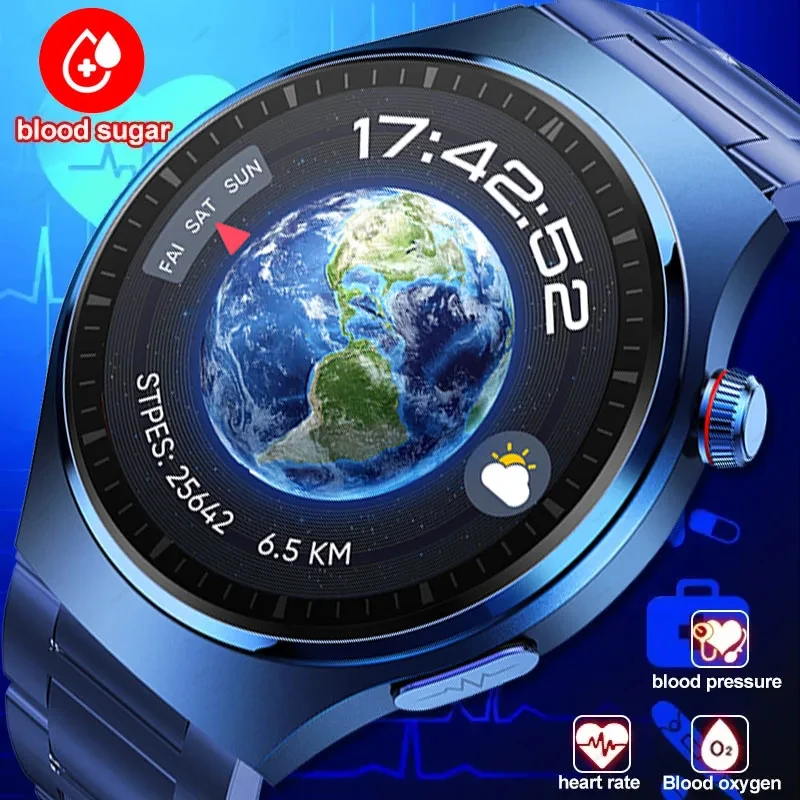 

New Blood Glucose Smart Watch Men ECG+PPG Bluetooth Call 466*466 AMOLED 1.43 Inch Full Touch Screen Smartwatch For Huawei Xiaomi