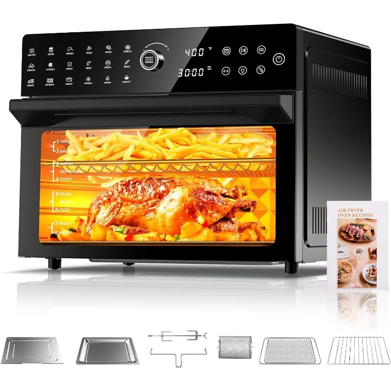 32QT extra large air fryer,toaster air fryer combo,360&deg; hot circulation healthier food,1800w preset dual cooking function