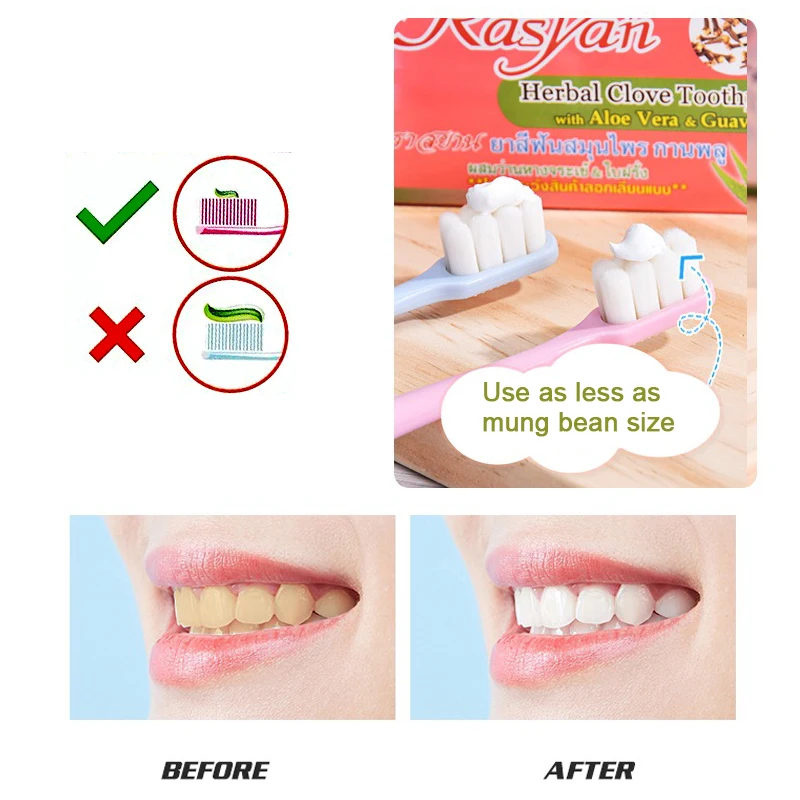Thailand Toothpaste Teeth Whitening Antibacterial Oral Care Herb Clove Mint Flavor Tooth Paste Dentifrice Remove Stains 30G/100G teeth whitening product,teeth whitening essence,teeth health product