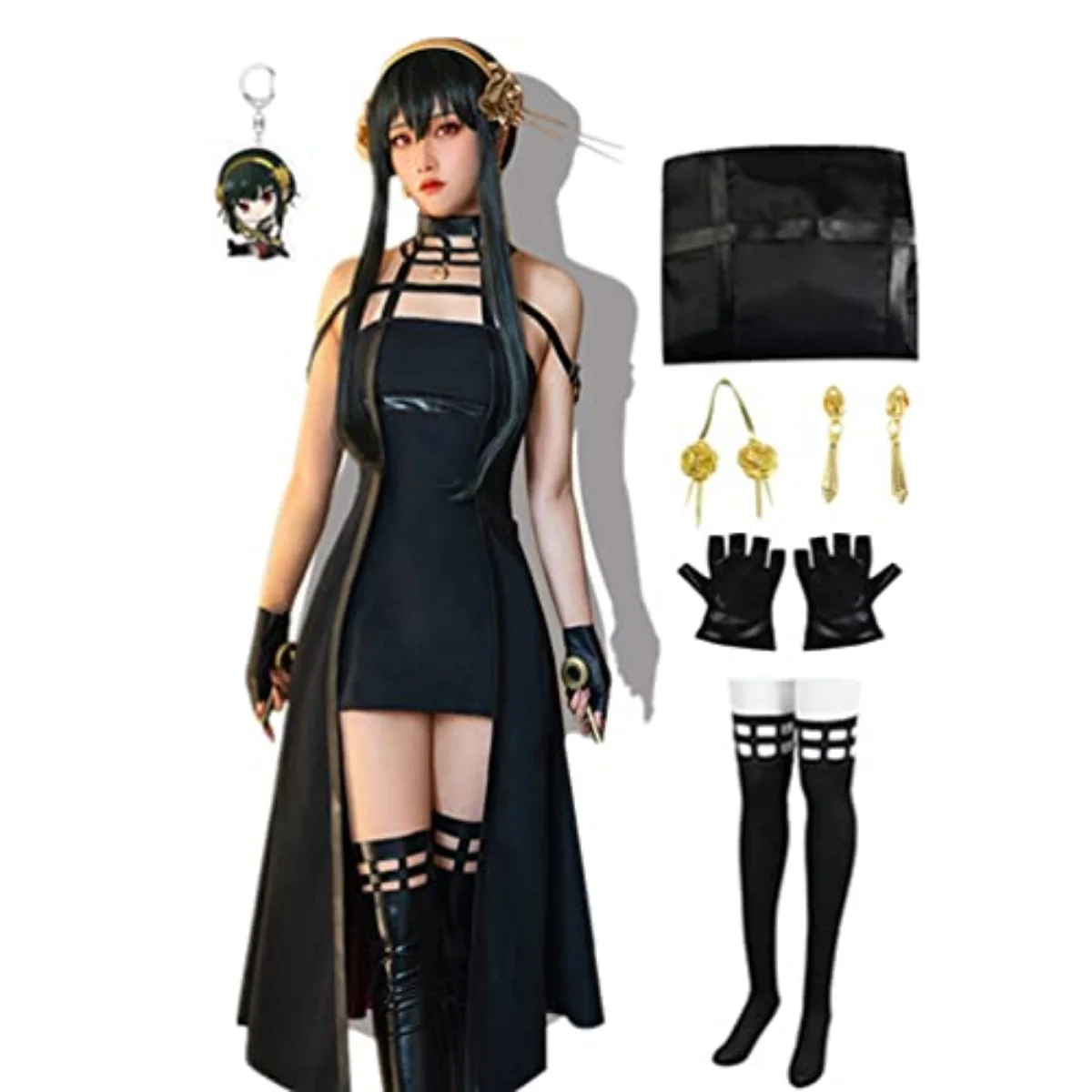 Anime Spy Family Yor Forger Cosplay Costume Killer Assassin Yor Briar Black  Dress Outfit With Earrings Stockings Full Set - Cosplay Costumes -  AliExpress