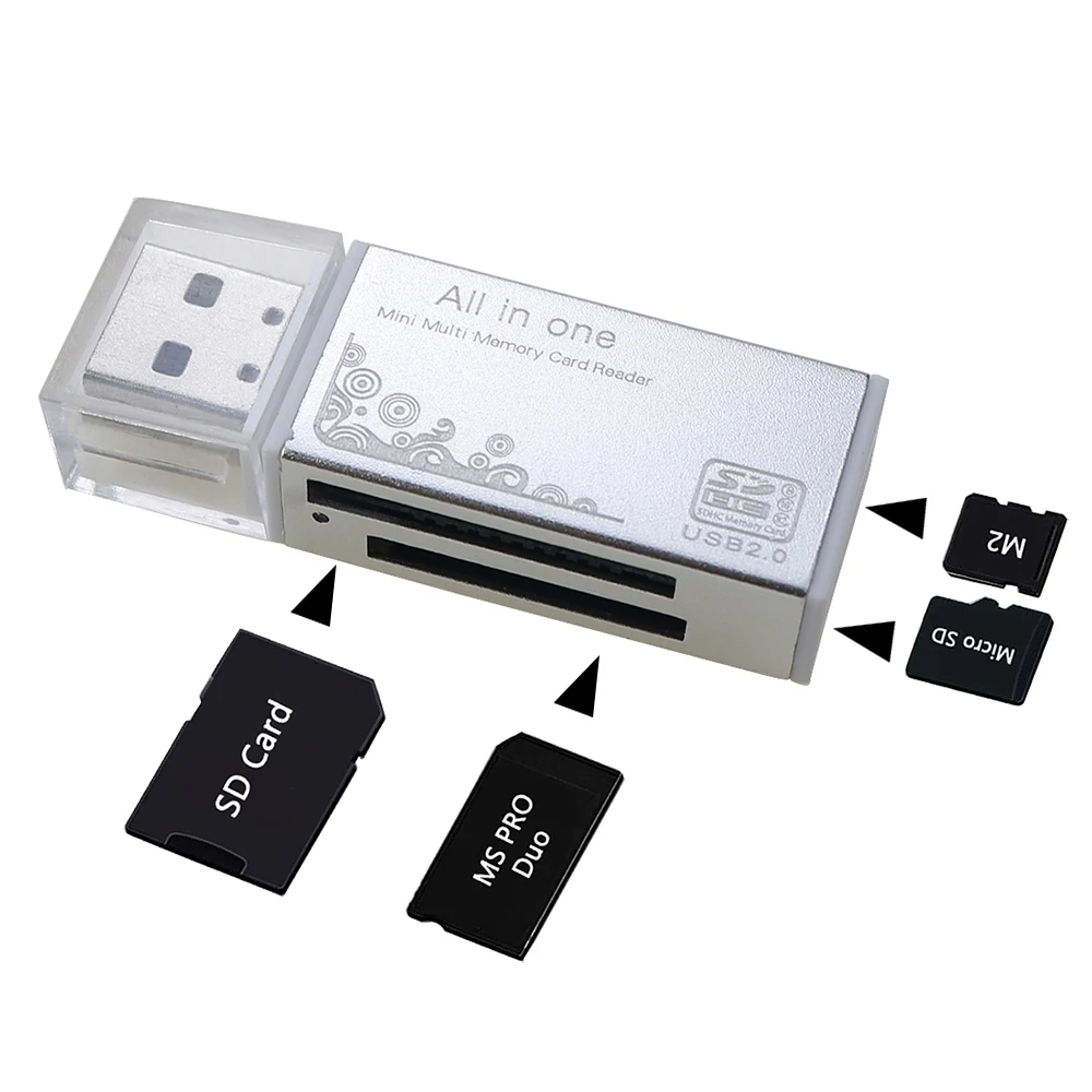 Portable All In1 USB Memory Card Reader For SDTF MS M2s Digital