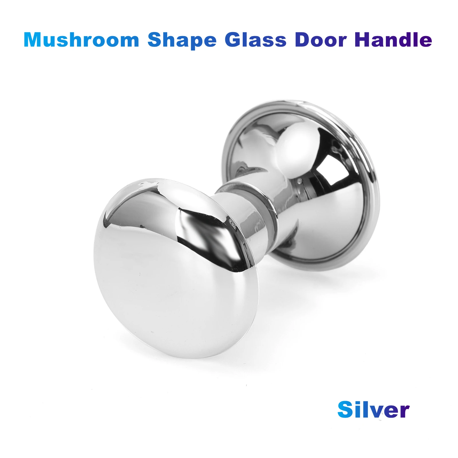 Mushroom Shape Glass Door Handle Mirror Silver(Plastic ABS) for Bathroom Door, Office,Plexiglass,Sliding Door, Steam Room