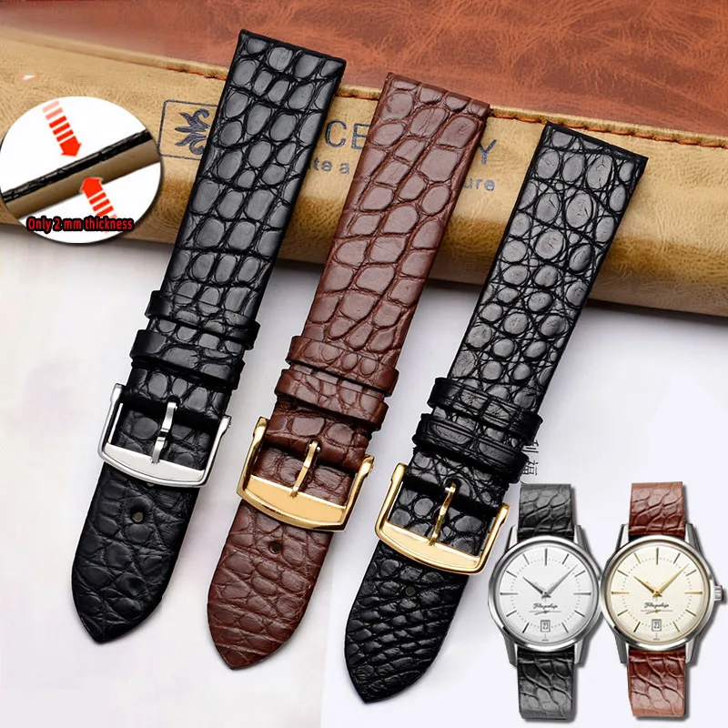 

For any luxurious wristband genuine Crocodile skin watchband watchband thin leather strap men women 12 13 18 20 22mm Bracelet