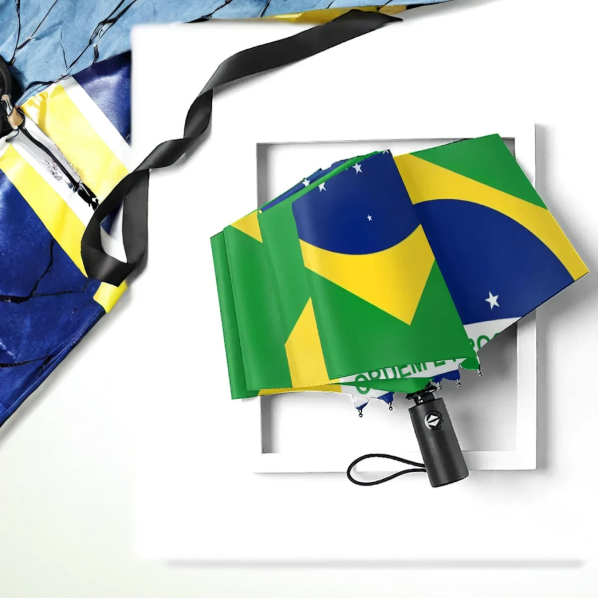 Brazil Flag Windproof Automatic Folding Inverted Umbrella Portable Paraguas for Man Woman
