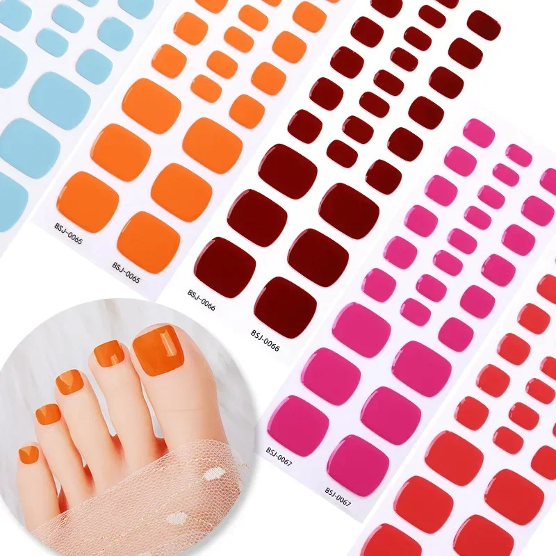 26 Strips Effen Kleur Semi-Uitgeharde Gel Neus Nagelstickers Volledige Cover Uv Lamp Nodig Fototherapie Oliegel Folie Nail Art Decoraties