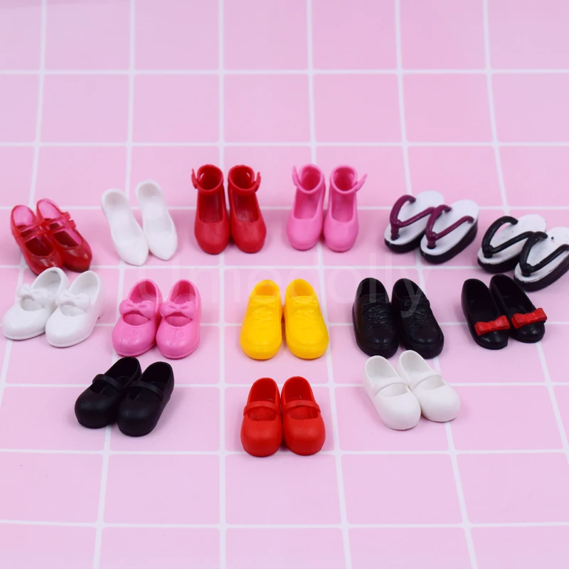 1Pair Doll's Flip-flops Flat High-heeled Canvas Shoes for Blyth Licca Azone OB 30cm Doll Shoes Accessories doll accessories plush doll accessories doll shoes