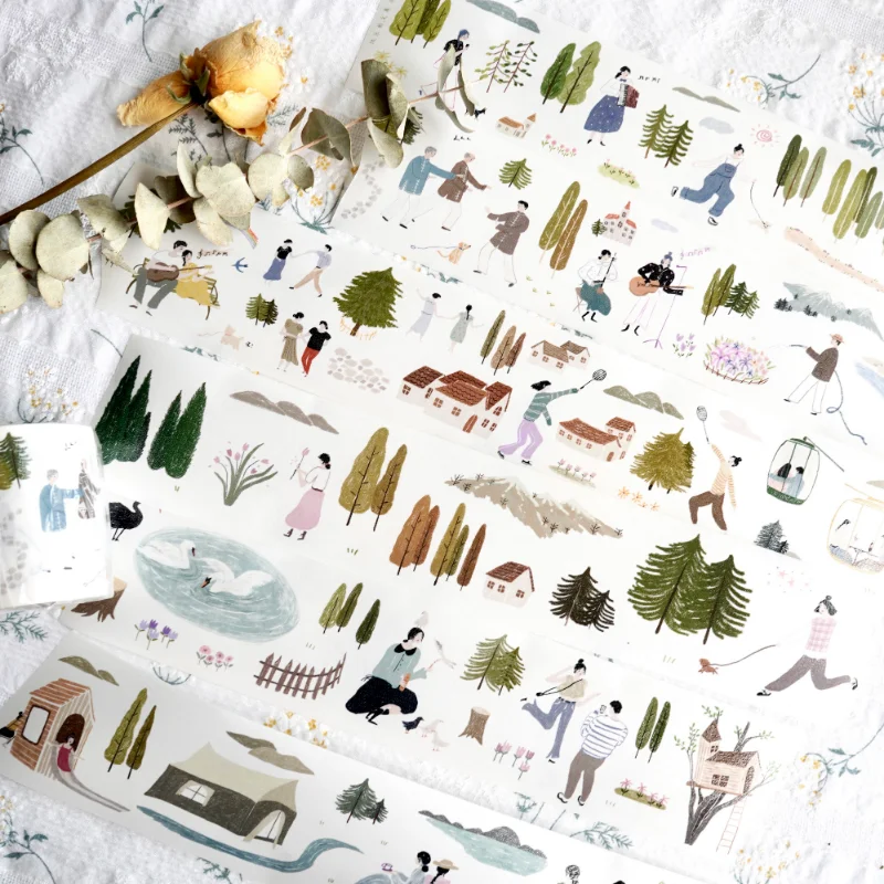

Happy Do Sports In The Garden Special Oil Washi Tapes Craft Supplies DIY Scrapbooking Card Making Decorative Plan Sticker