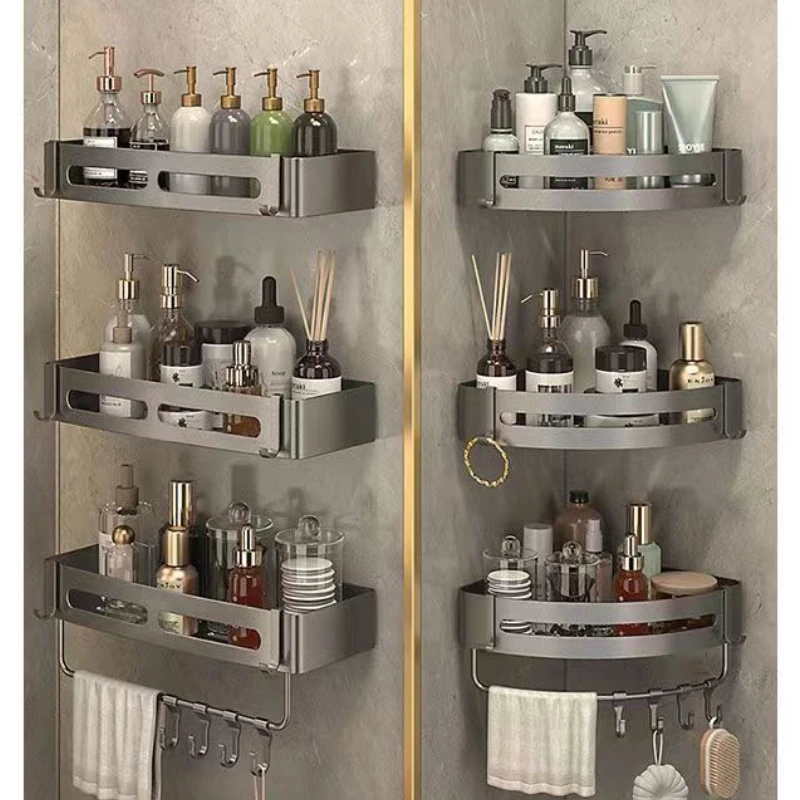 

Grey Bathroom Shelves Corner Shelf Wall Mounted Bathroom Soap Dish Shower Shelf Bath Shampoo Holder Bathroom Accessories