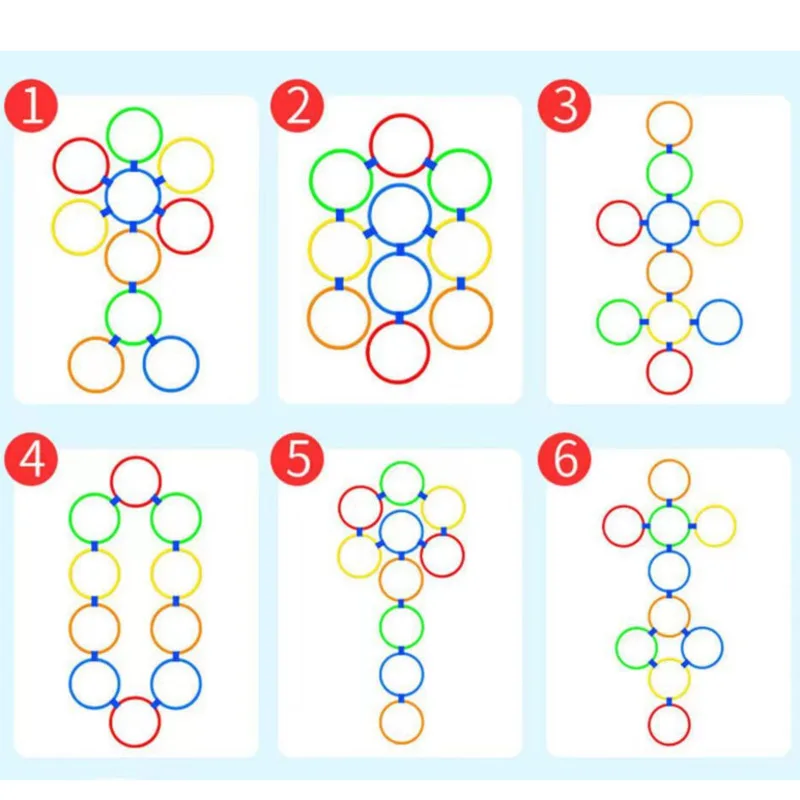 Outdoor Kids Funny Physical Training Sport Toys Lattice Jump Ring Set Game with 10 Hoops 10 Connectors for Park Play Boys Girls 5