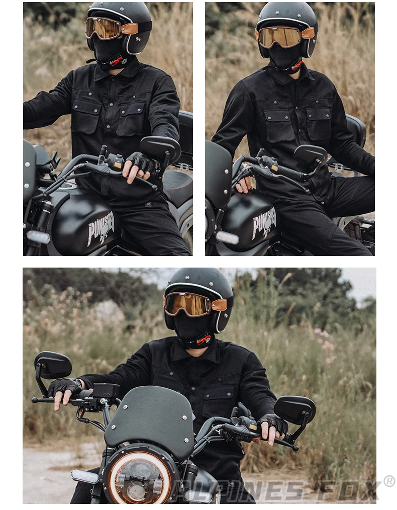 Tanio Letnia kurtka motocyklowa w stylu Vintage czarna sklep