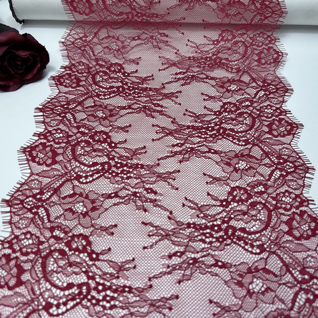 Wimpernspitzenborte, Schokoladenbraune Farbe, Chantilly-Spitze, Zubehör, DIY Stickerei & Nähhandwerk, Smaragdgrüne französische Spitze – Detail 5