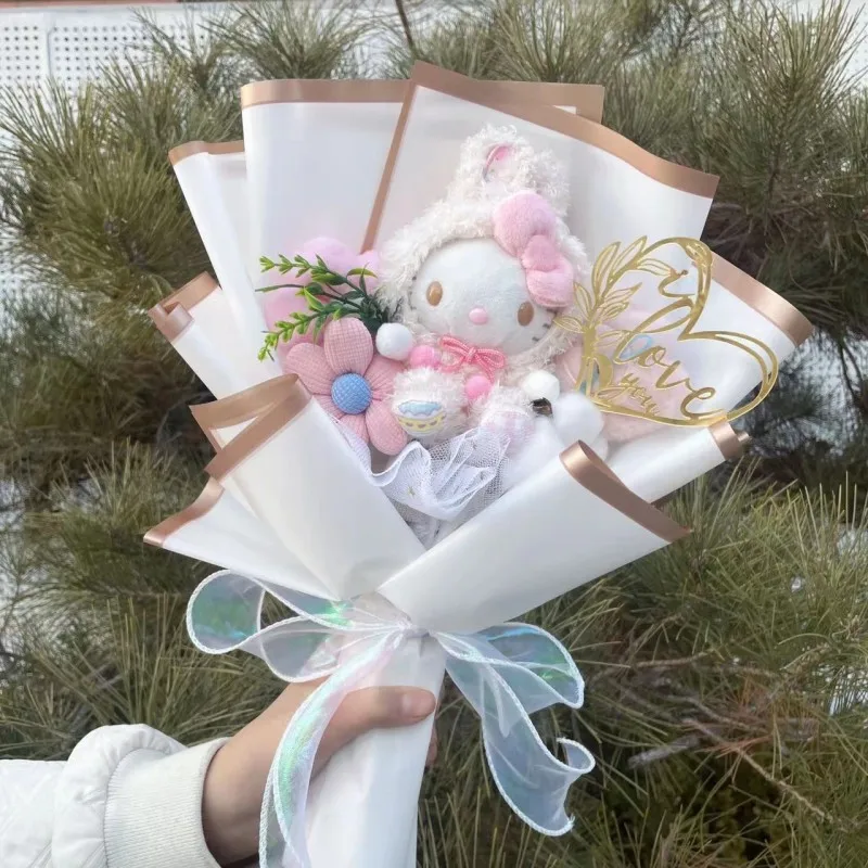 Hello Kitty Bouquet Kawaii Cat Plush Dolls Rose Soap Flowers Graduation Gifts