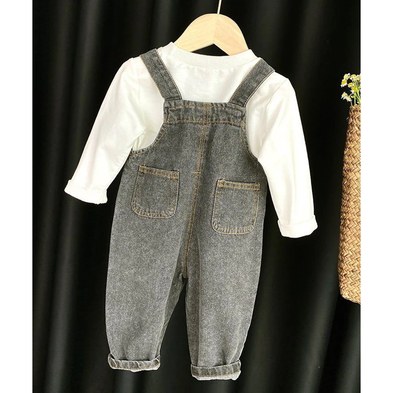 Denim Kids Jumpsuits Solid Brief Trousers for Boys and Girls