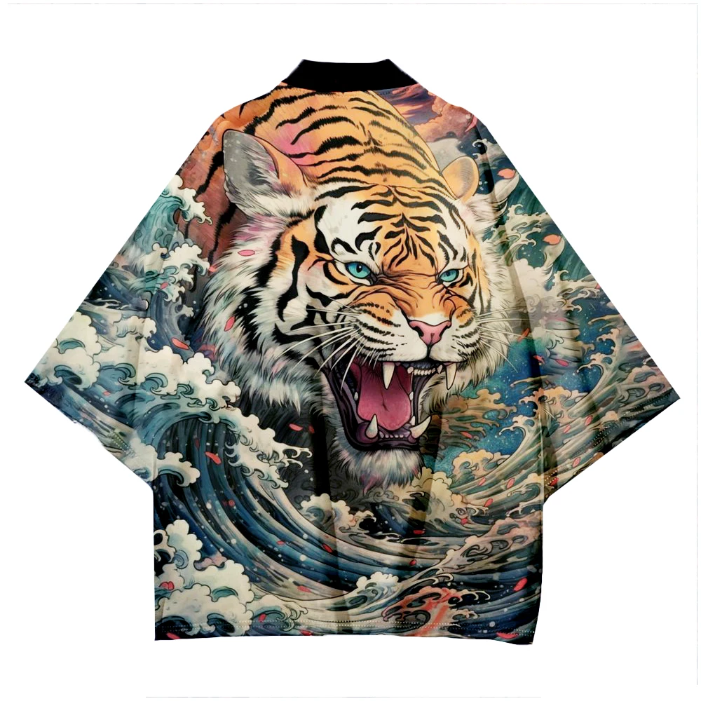 Japanese Classic Tiger Graphic Women Kimono Asian Clothes Kimonos Men's Cardigan Japan Unisex Fashion Haori Yukata New