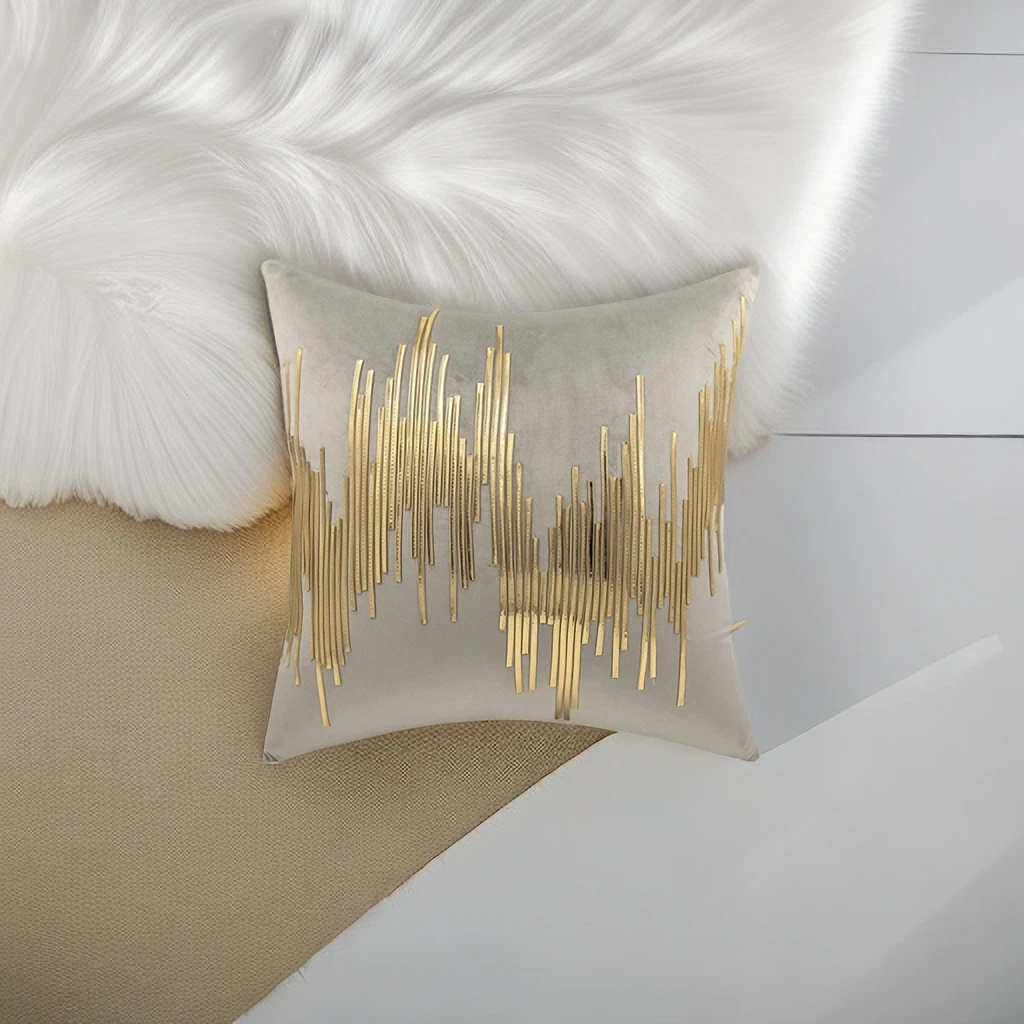 Luxury Grey Black Square Cushion Pillow Covers Golden Cushion Cover For