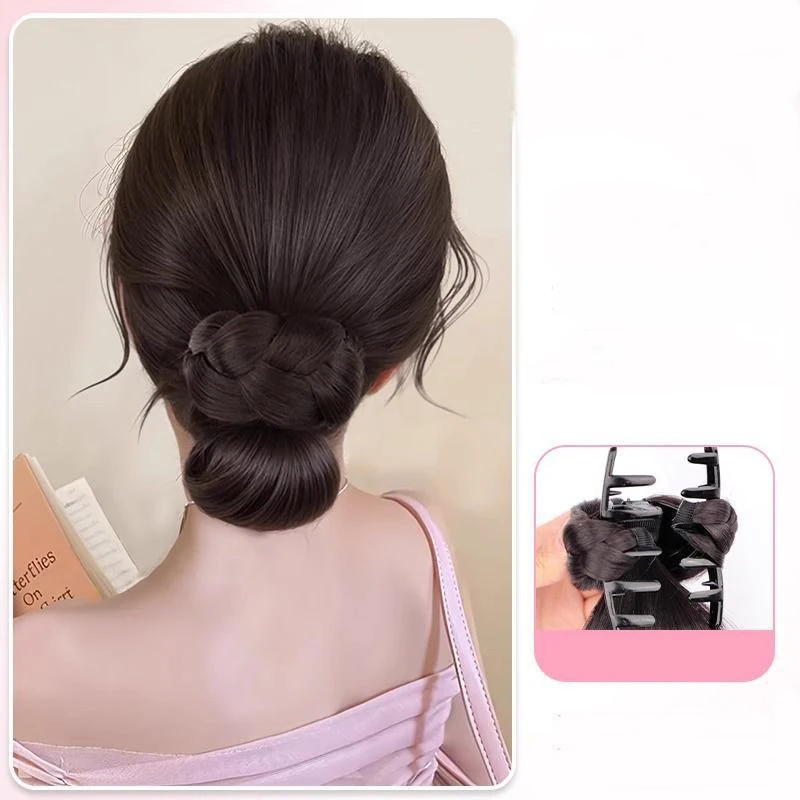 합성 헤어 번 가발 클립형 로우 업두 헤어 액세서리 여성용 헤어피스