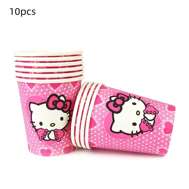 thumbnail image 1 of Decoraciones para baby shower de Hello Kitty Cat en color rosa Globos para el quinto cumpleaños de niñas Platos de papel Vajilla desechable Suministros para fiestas, 1 of 5