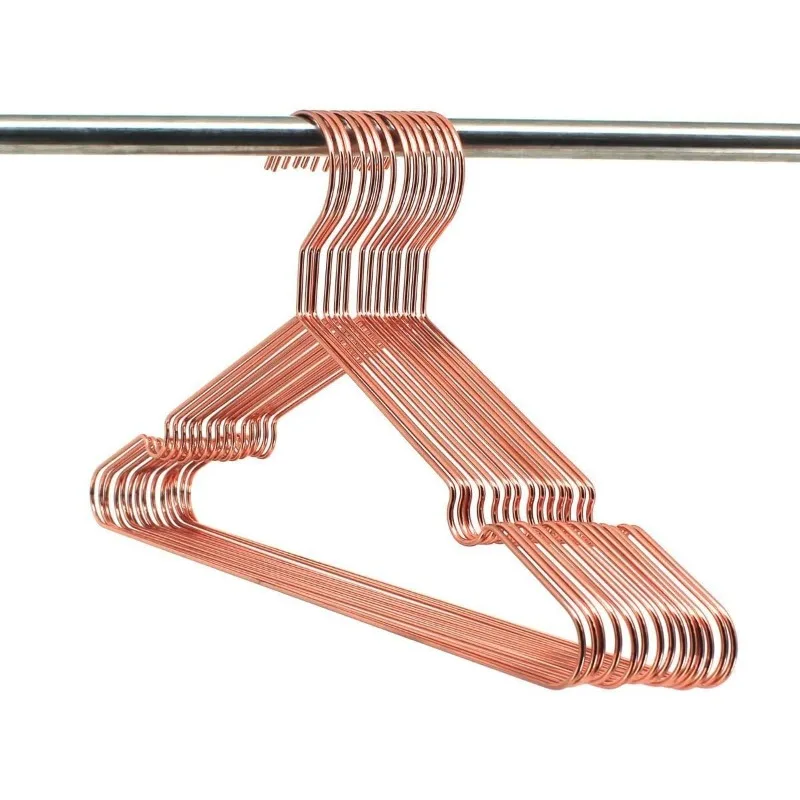 

16.5" Rose Gold Copper Clothes Hangers - 60 Pack,Heavy Duty Strong Metal Hanger for Storage Display Sling Organization of Coat