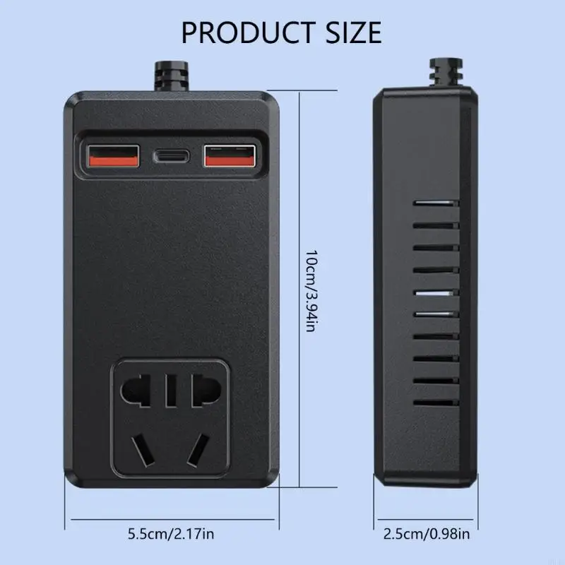 P9JC 12V/24V 휴대용 자동차 전원 어댑터 150W 4 USB 충전기 전자 도로 여행을위한 지능형 온도 제어