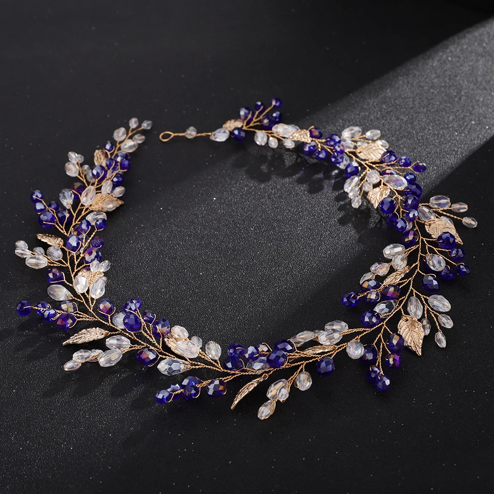 골드 합금 크리스탈 구슬 꽃 머리띠 헤어 액세서리 Tiaras 신부 머리 장식 웨딩 헤어 쥬얼리 파티 댄스 파티 헤드 피스