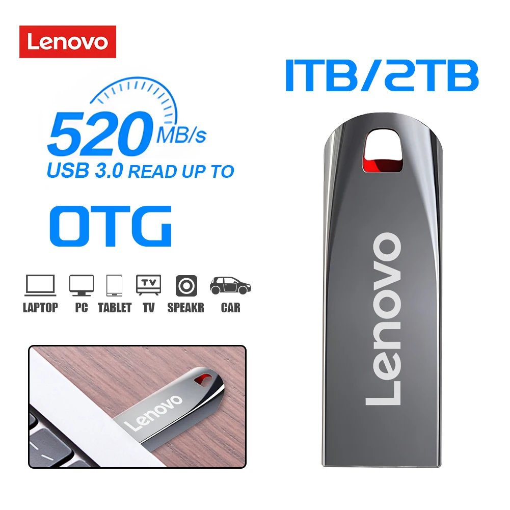 Lenovo USB Flash Drives 2TB High Speed Pen Drive 1TB Metal
