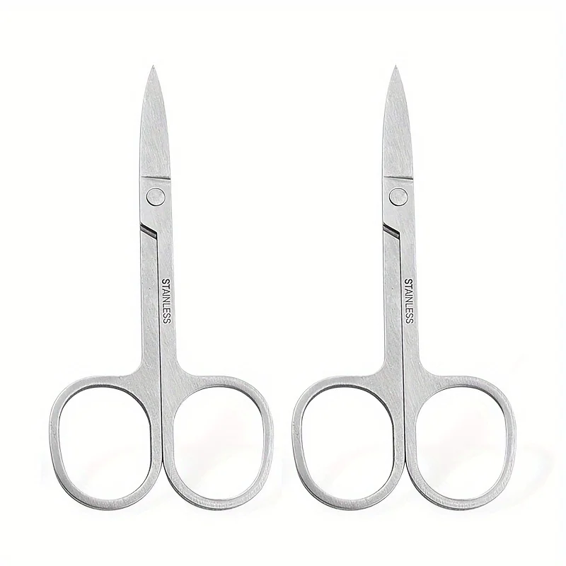 1/2pcs Stainless Steel Eyebrow Scissors, Precision Sharp Facial Hair Trimmers For Women's Eyebrows, Nose & Men's Beard Grooming 3
