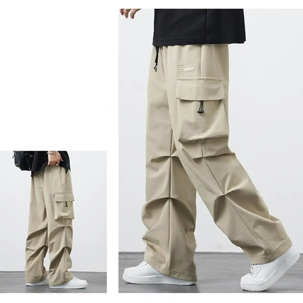 

Брюки-карго мужские с широкими штанинами, штаны-карго с несколькими карманами, на завязках, в стиле хип-хоп, для работы, спортзала, тренировок на открытом воздухе