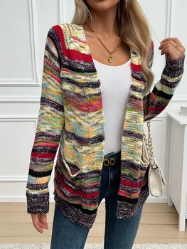 Sweater Knitted Cardigan Thin Loose Jacket For Women 2024 Korean Casual Y2k Crop Clothes Elegant Female Clothing Fashion Top 1