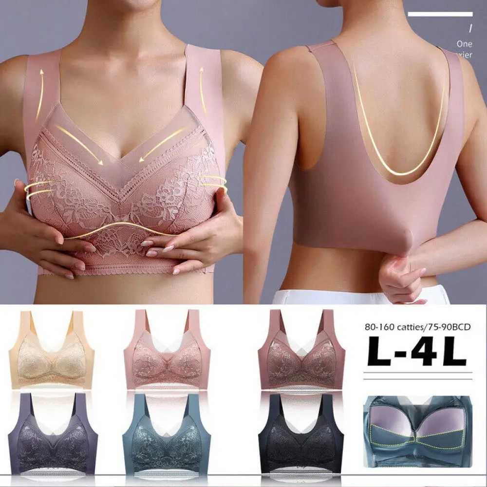 Plus Size Seamless Wireless Sleep And Sports Bra For Women, Thin,  Comfortable, No Constraints, Push Up Bra To Show Small Breasts