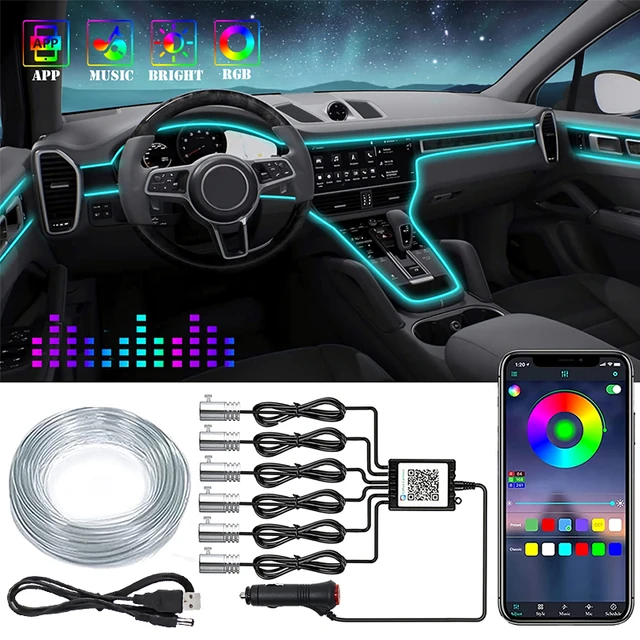 Flexible El Wire Lights With App Control Ambient Atmosphere Strip Light  Decorative Lamps 12v Car Interior Neon Rgb Led Strip - Decorative Lamps &  Strips - AliExpress