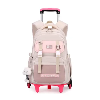2025 New School Backpack with Wheels Trolley School Bags for Teenagers Girls Rolling Backpack Students Schoolbag Travel Bags sac 1
