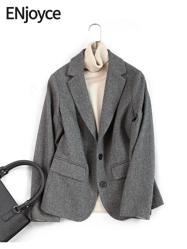 enjoyce-women-vintage-grey-wool-suit-blazer-giacca-con-risvolto-abbigliamento-moda-coreana-luxury-chic-top-autunno-inverno-workwear