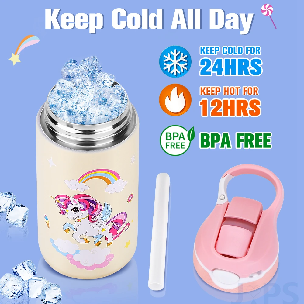 Kids Water Bottle With Straw Kids Travel Cup Space Water Bottle Leak Proof  Cup Animal Water Bottle Unicorn Water Bottle 