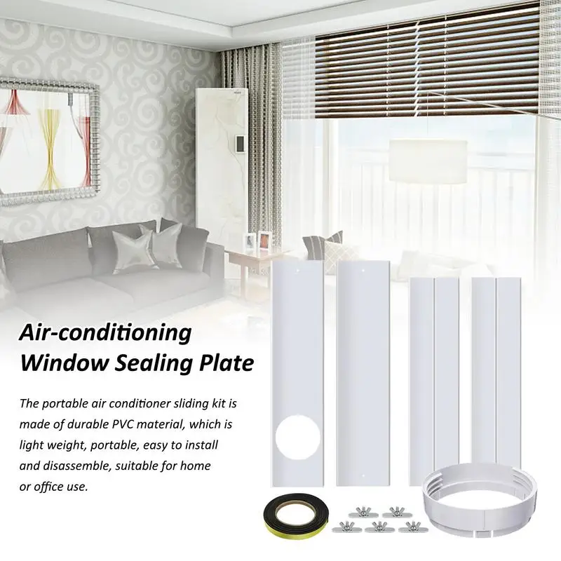 

Air Conditioner Air Lock Window Seal PVC Plate 4pcs Up To 86 Inches Hot Airs Stopper Conditioner Outlet Window Sealing Plate Kit