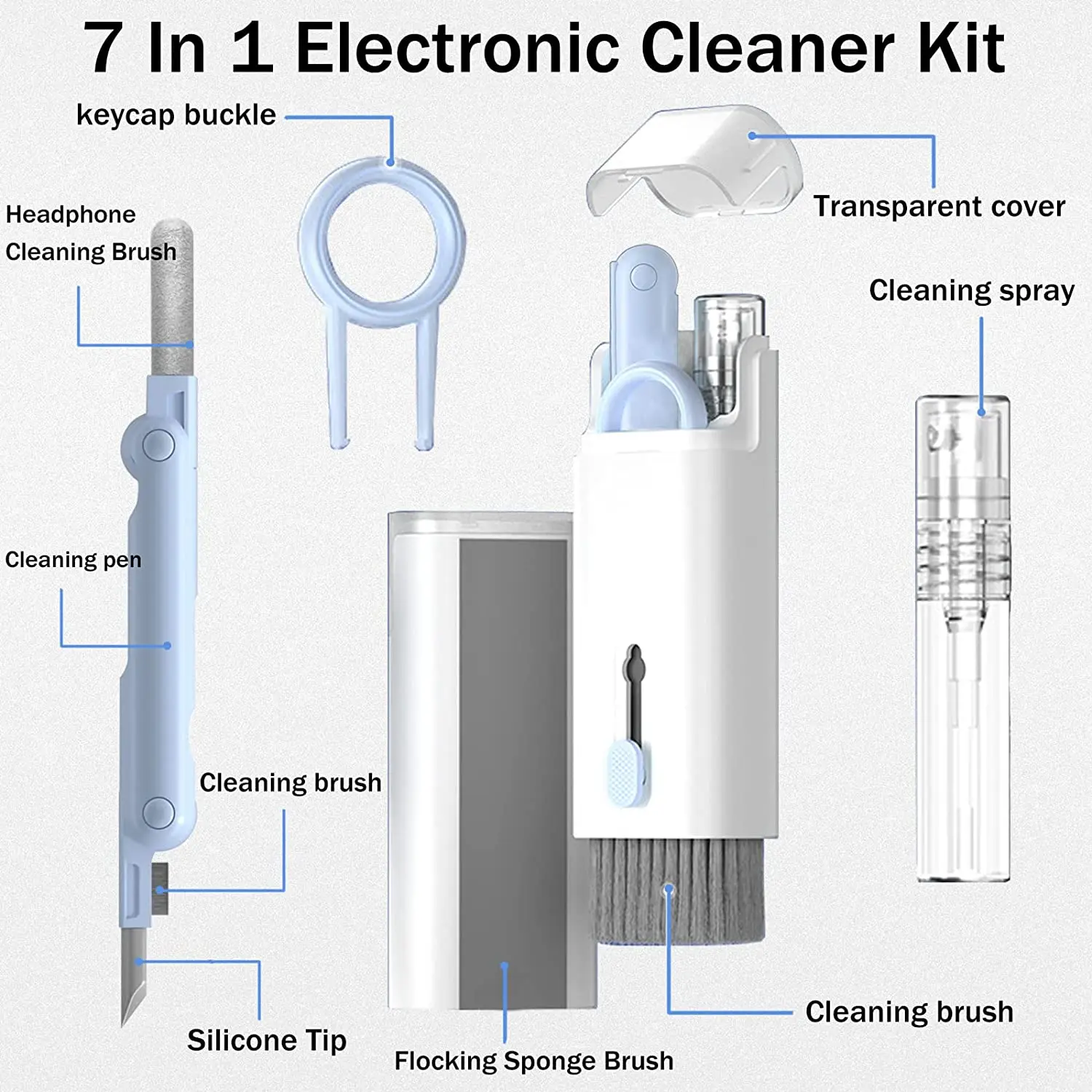 7-in-1 Computer Keyboard Cleaner Brush Kit Earphone Cleaning Pen For Headset iPad Phone Cleaning Tools Cleaner Keycap Puller Kit 2