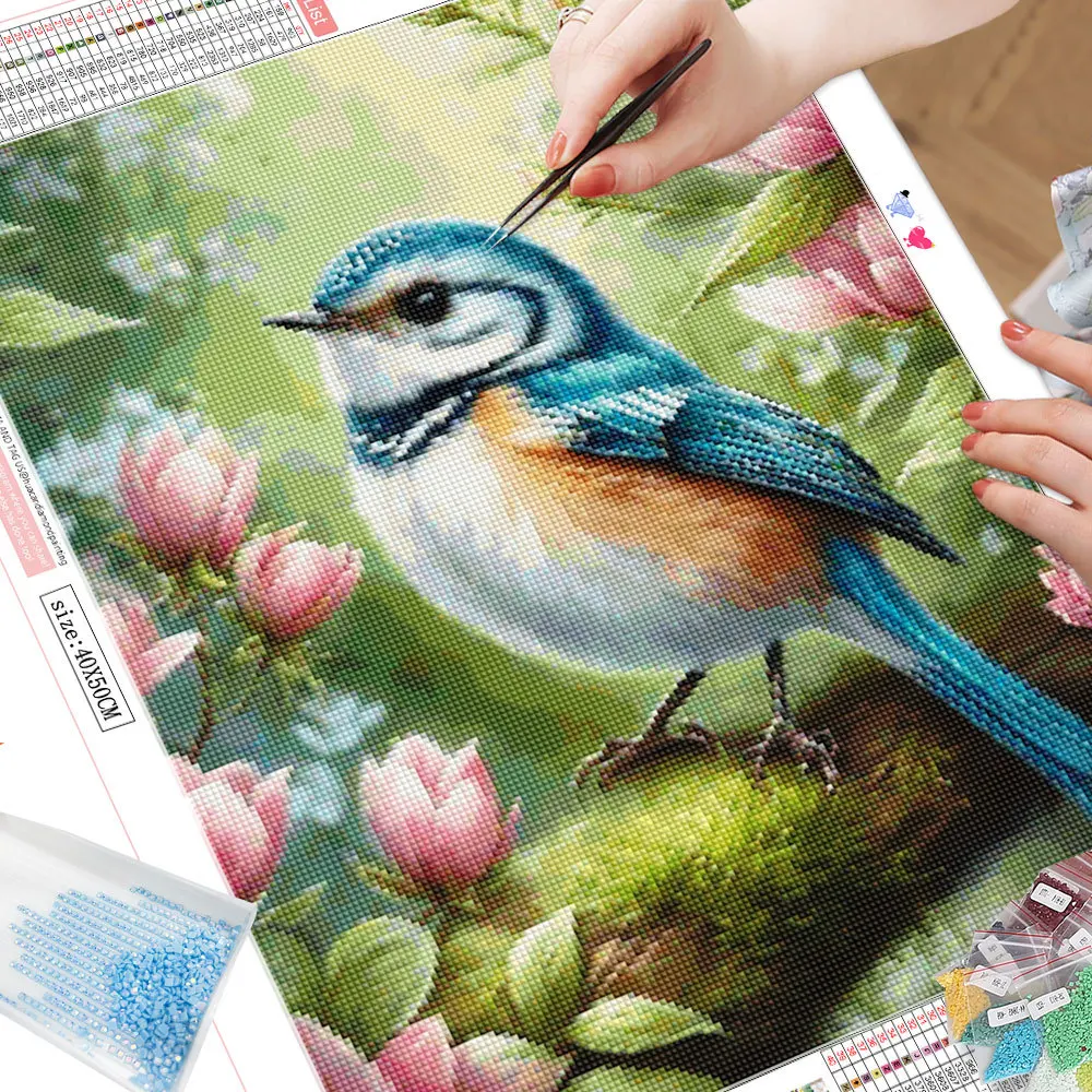 HUACAN 5D Diamond Painting Kits Animal Bird Full Drill Embroidery Mosaic Flower Rose New Collection Home Decor Gift