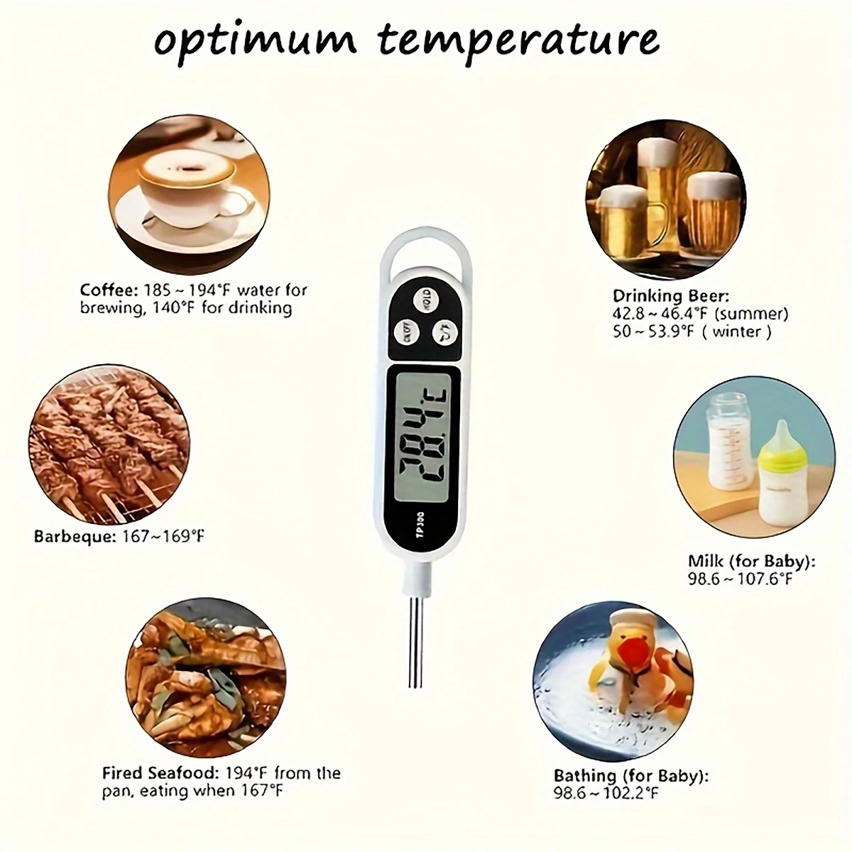 High-precision digital pen thermometer is used for accurate temperature measurement in cooking, barbecue and food safety. 4