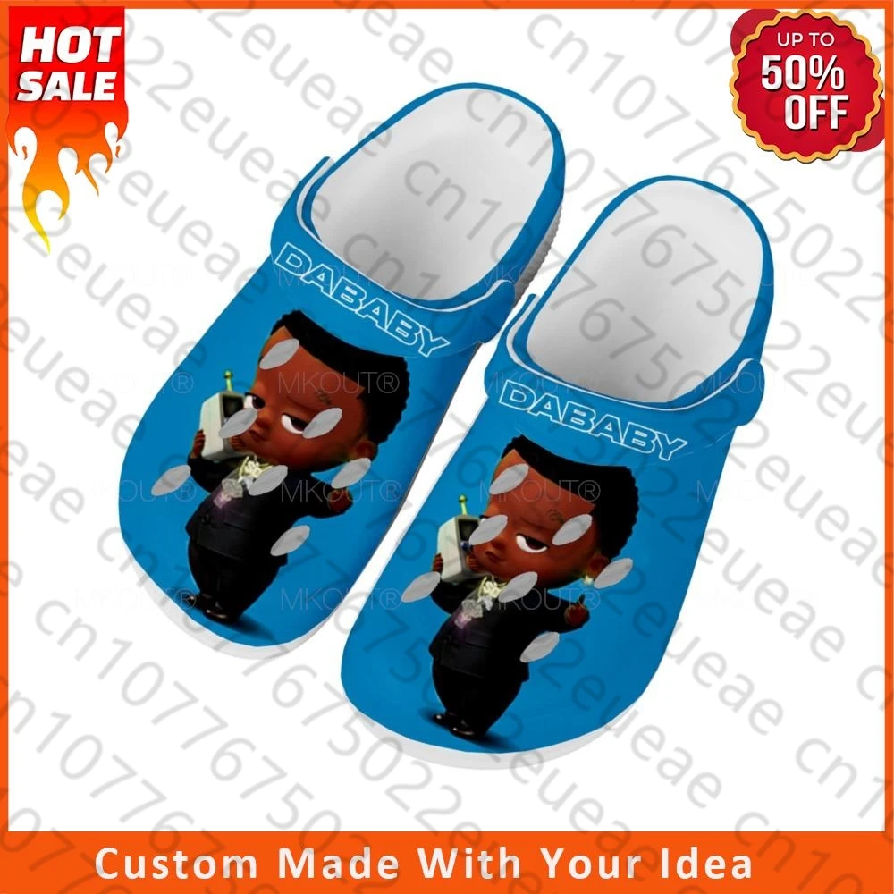 

Тапки для дома DaBaby Rapper Music Pop Blue, обувь для воды на заказ, мужская и женская обувь для подростков, дышащие шлепанцы с отверстиями для пляжа